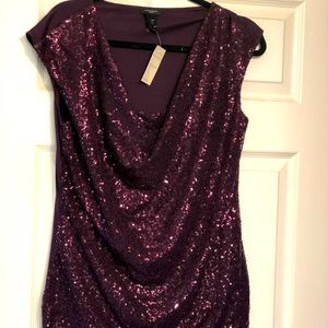 Ann Taylor Purple Sequin Blouse